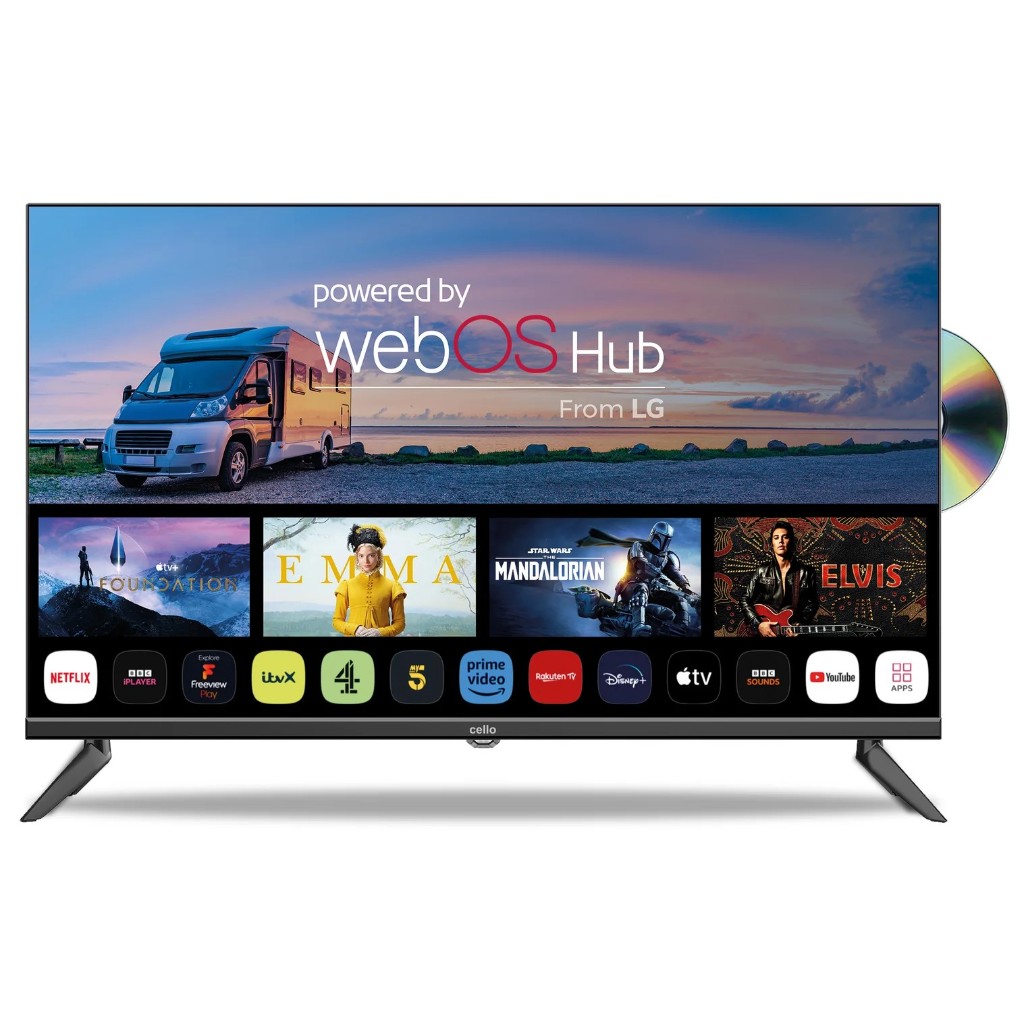 C3224WSF Televisor inteligente Traveler de 32″ con WebOS de 12 voltios, DVD y bisel sin marco