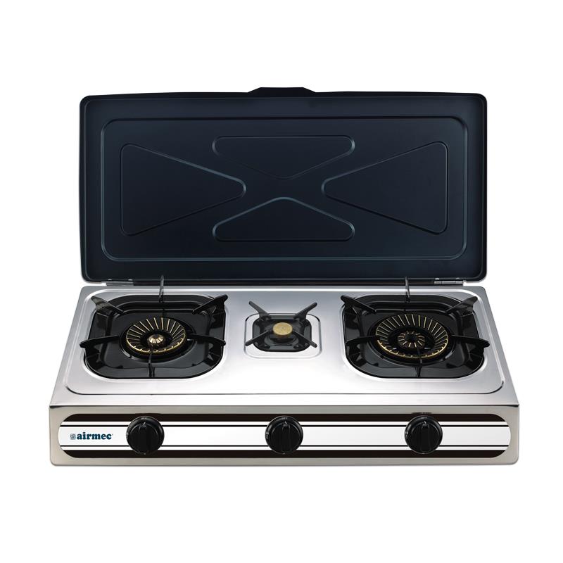 AM120655 COCINA DE GAS INOX CON TAPA AIRMEC 3 FUEGOS