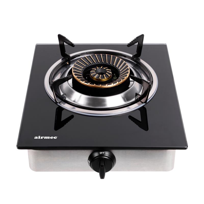 AM130907 COCINA DE GAS INOX CON CRISTAL TEMPLADO AIRMEC 1 FUEGO