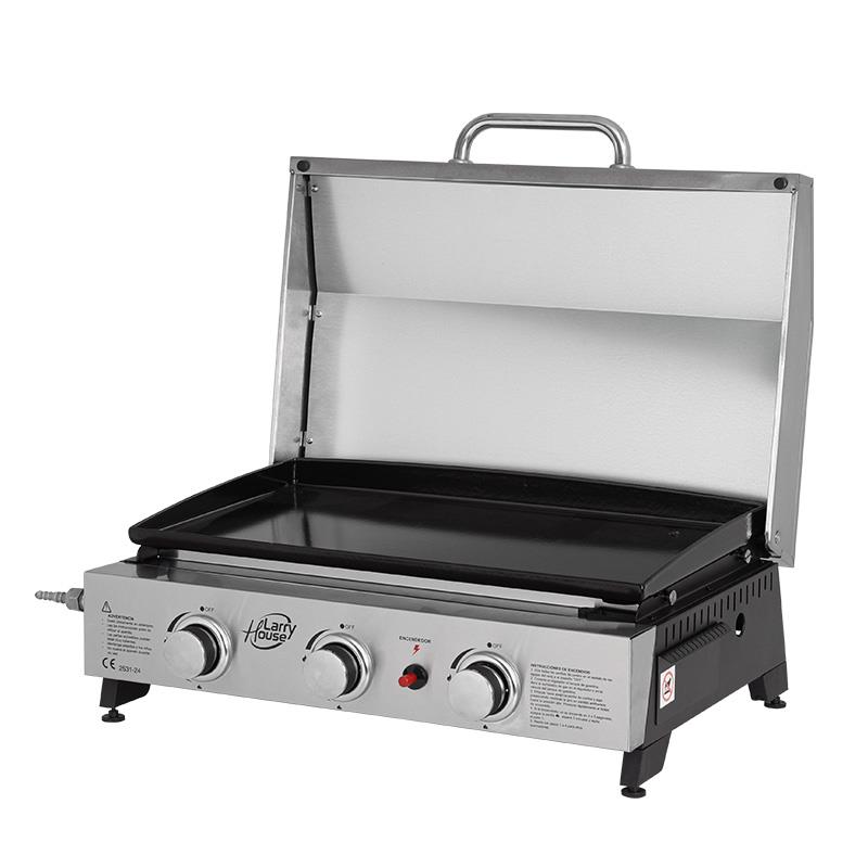 LH2121 PLANCHA DE ASAR CON TAPA LARRYHOUSE 3 FUEGOS