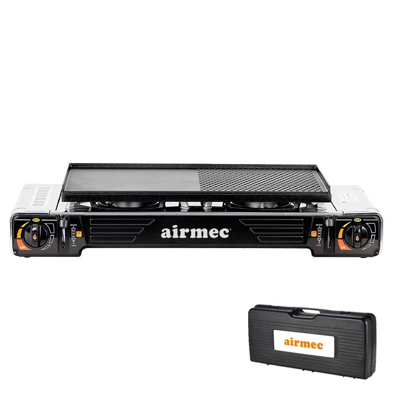 AM130938 COCINA DE GAS PORTÁTIL CON PLANCHA DOBLE CARTUCHO AIRMEC 2 FUEGOS